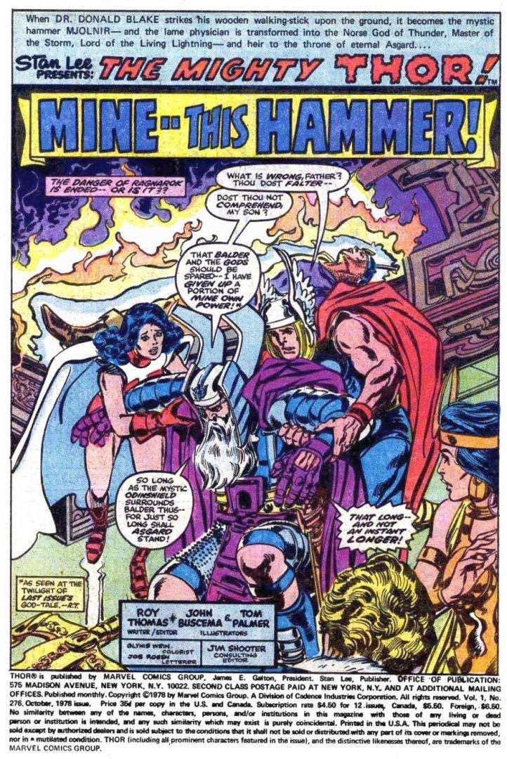 Thor, The Mighty 🔑 - Marvel Comics (276 - 10/1978) comic book collectible [Barcode 000000000] - Main Image 3