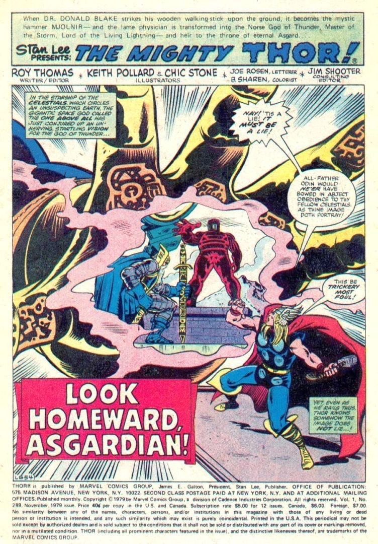 Thor - Marvel (289 - Nov 1979) comic book collectible [Barcode 071486024507] - Main Image 2
