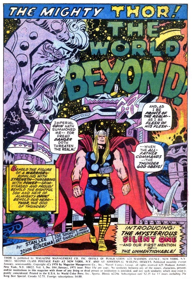 Thor, The Mighty - Marvel Comics (184 - Jan 1971) comic book collectible - Main Image 2