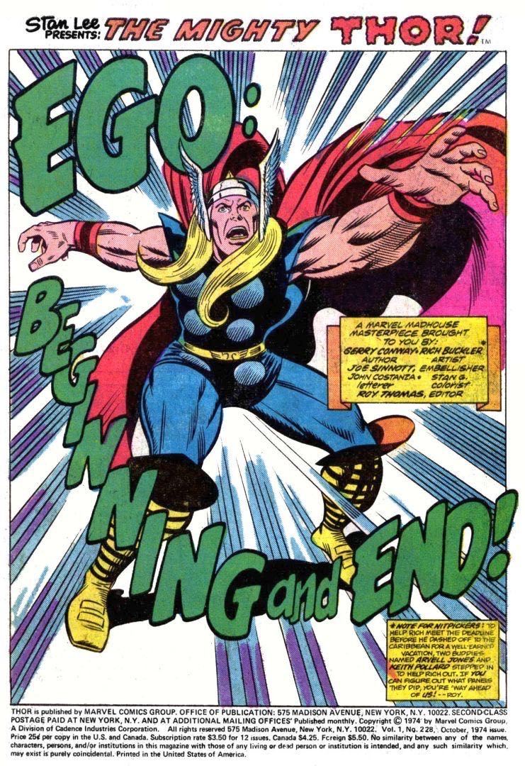 Thor - Marvel Comics (228 - Oct 1974) comic book collectible - Main Image 2