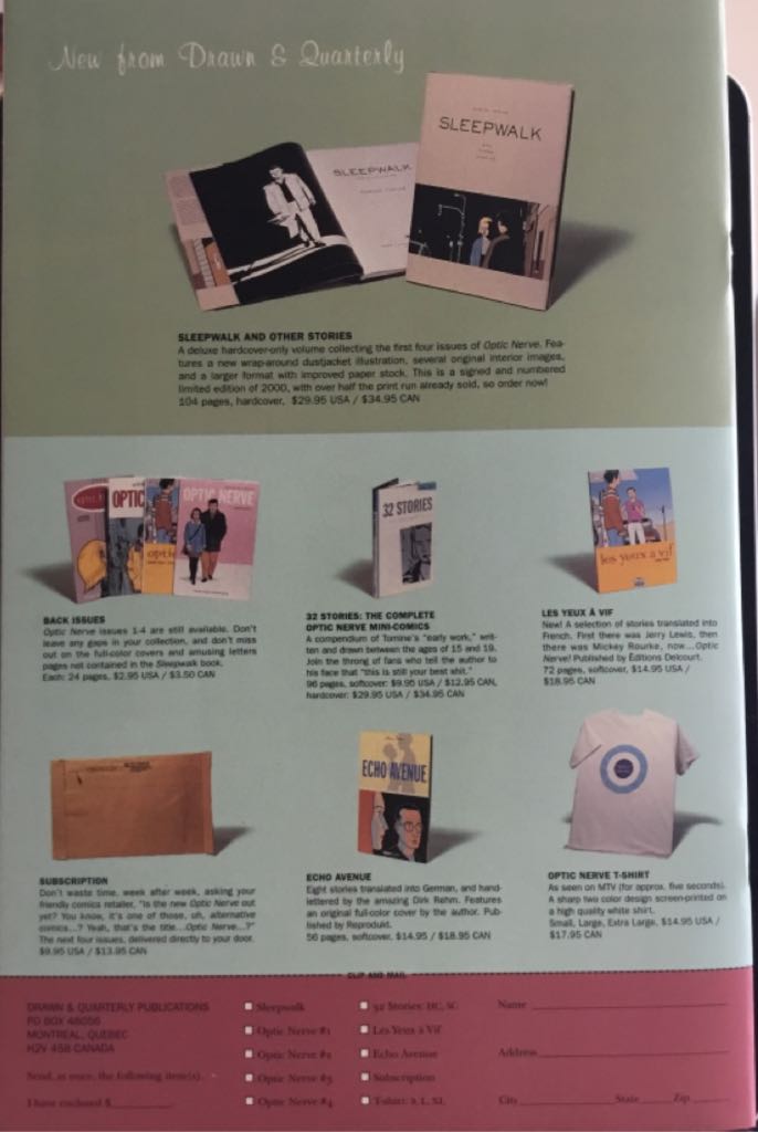 Optic Nerve - Drawn & Quarterly (5) comic book collectible [Barcode 9781894937337] - Main Image 2