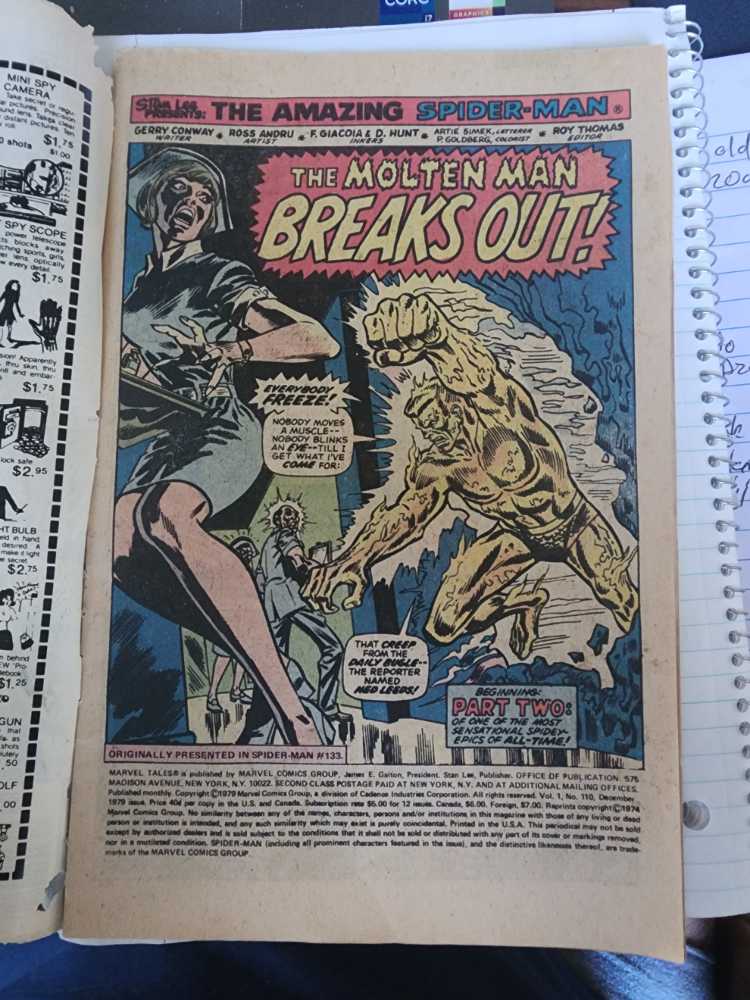 Marvel Tales Featuring: Spider-man - Marvel (110 - Dec 1979) comic book collectible [Barcode 071486024767] - Main Image 2