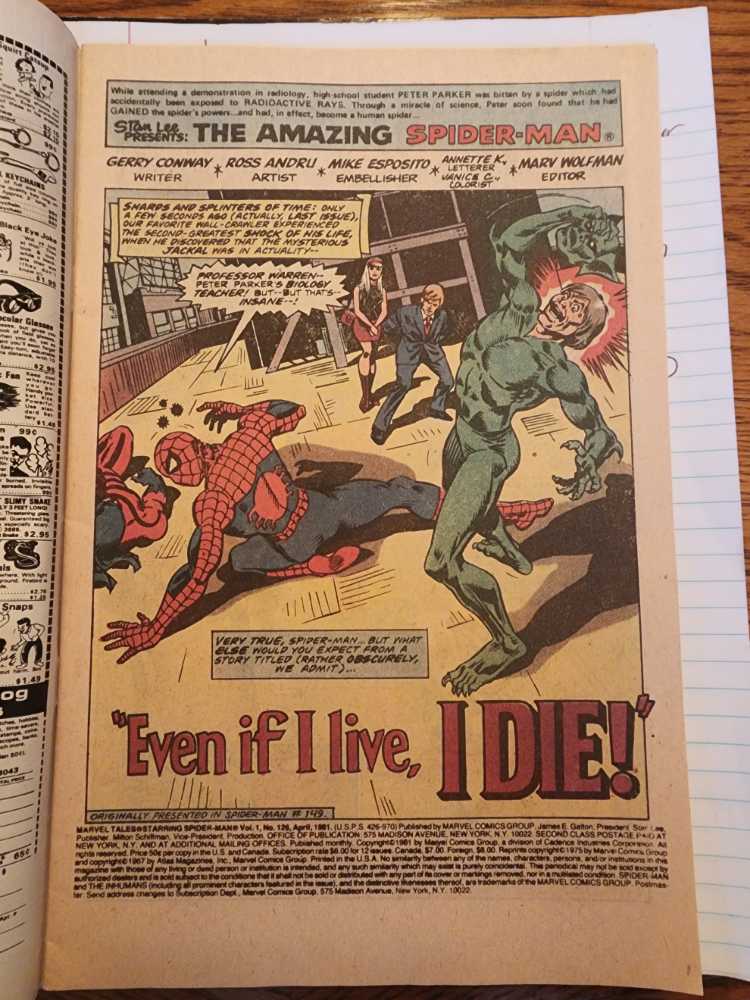 Marvel Tales Featuring: Spider-man - Marvel Comics (126 - Apr 1981) comic book collectible [Barcode 071486024767] - Main Image 2