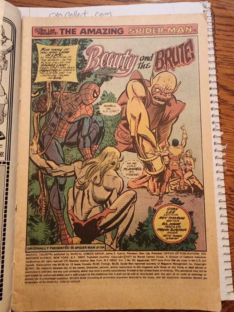 Marvel Tales Starring: Spider-man  (83 - Sep 1977) comic book collectible [Barcode 071486024767] - Main Image 2