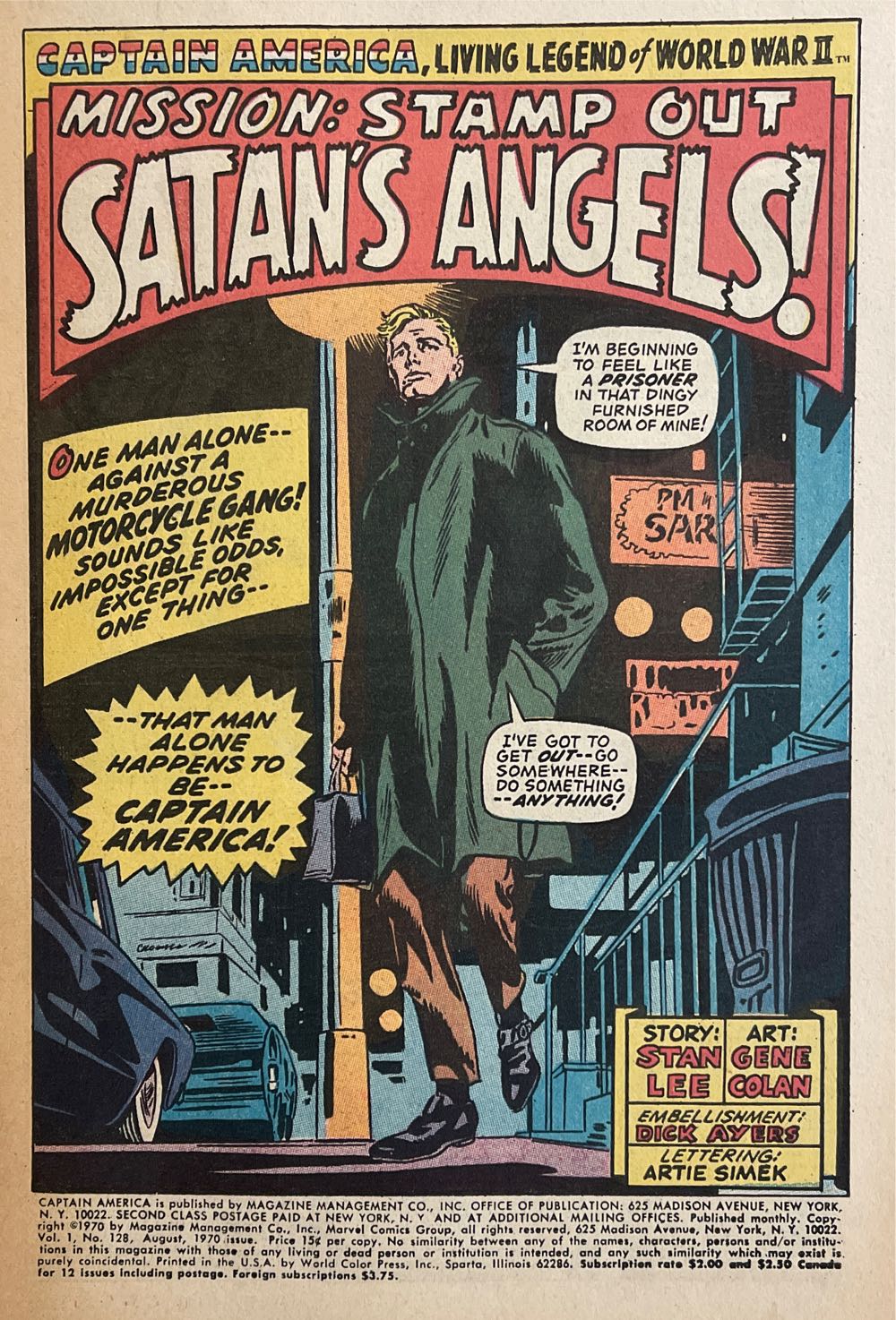 Captain America - Marvel Comics Group (128 - Aug 1970) comic book collectible [Barcode 822855544444444444441141111] - Main Image 2