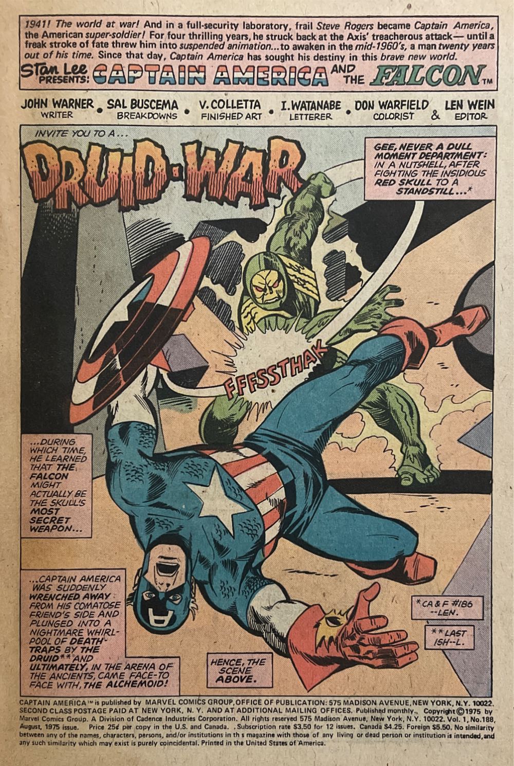 Captain America - Marvel (188 - 08/1975) comic book collectible [Barcode 655236] - Main Image 2