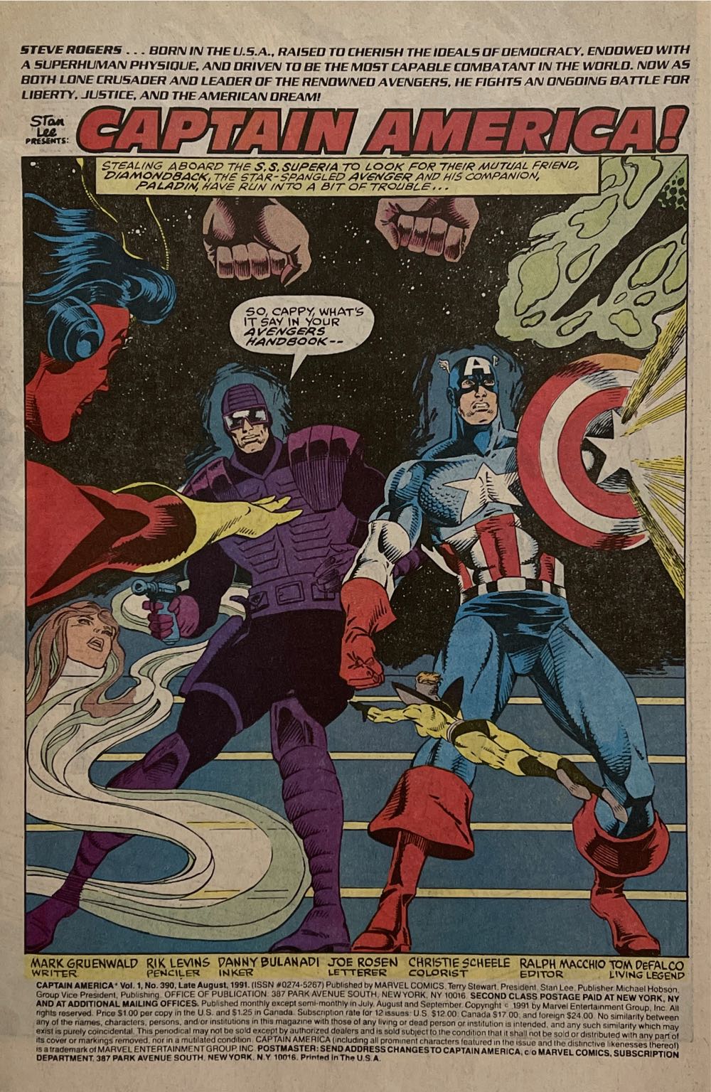 Captain America - Marvel (390 - Aug 1991) comic book collectible [Barcode 708705121081] - Main Image 2