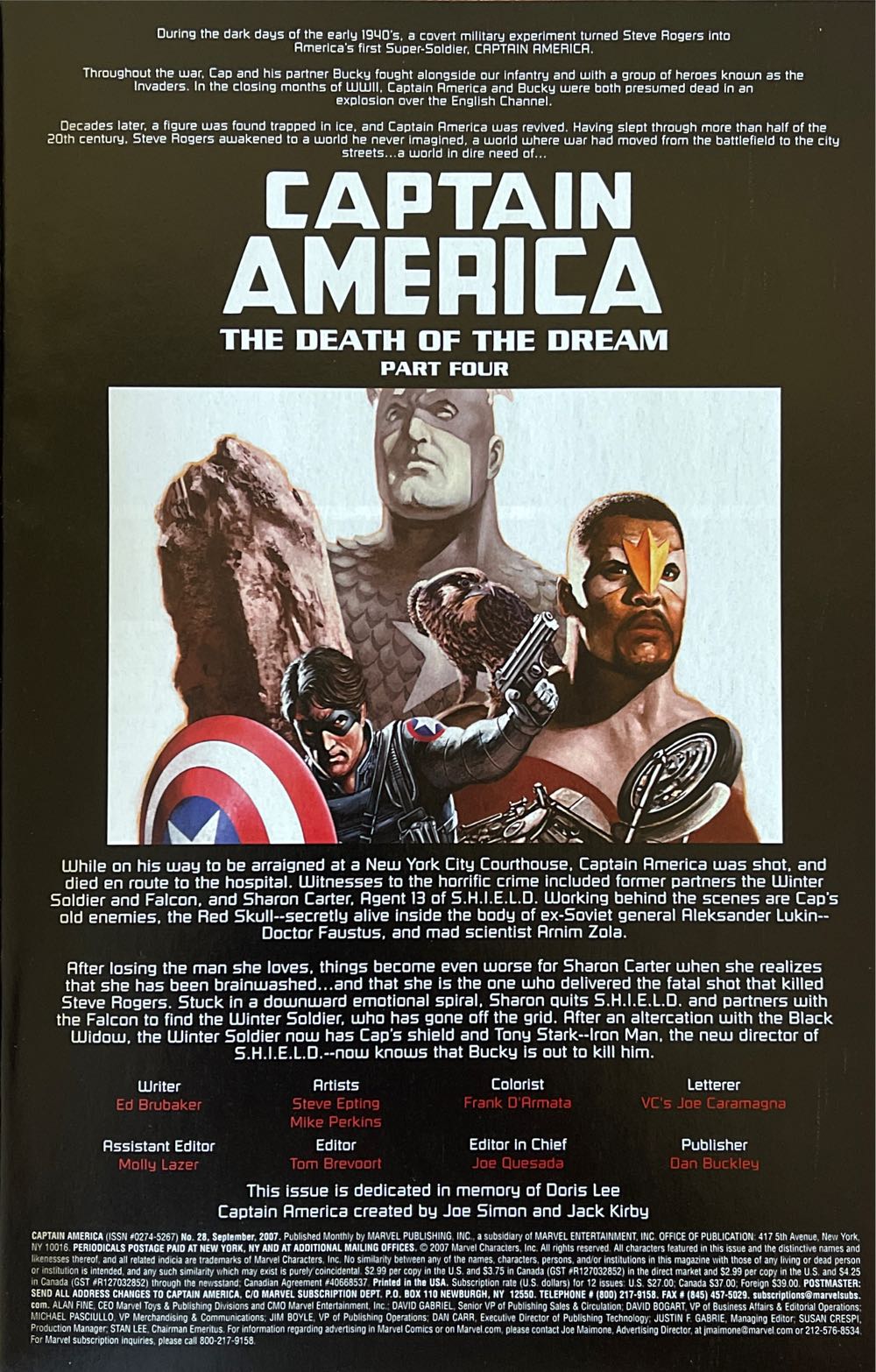 Captain America - Marvel Comics (28 - Sep 2007) comic book collectible [Barcode 75960605652102811] - Main Image 2