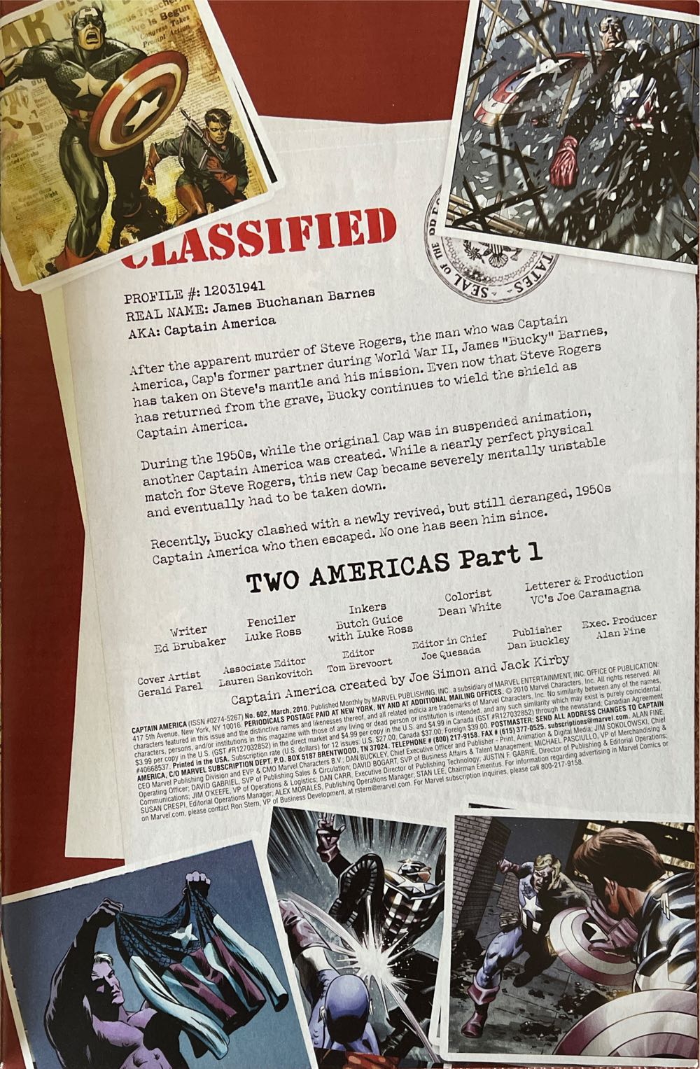 Captain America - Marvel (602 - Mar 2010) comic book collectible [Barcode 75960605652160211] - Main Image 2