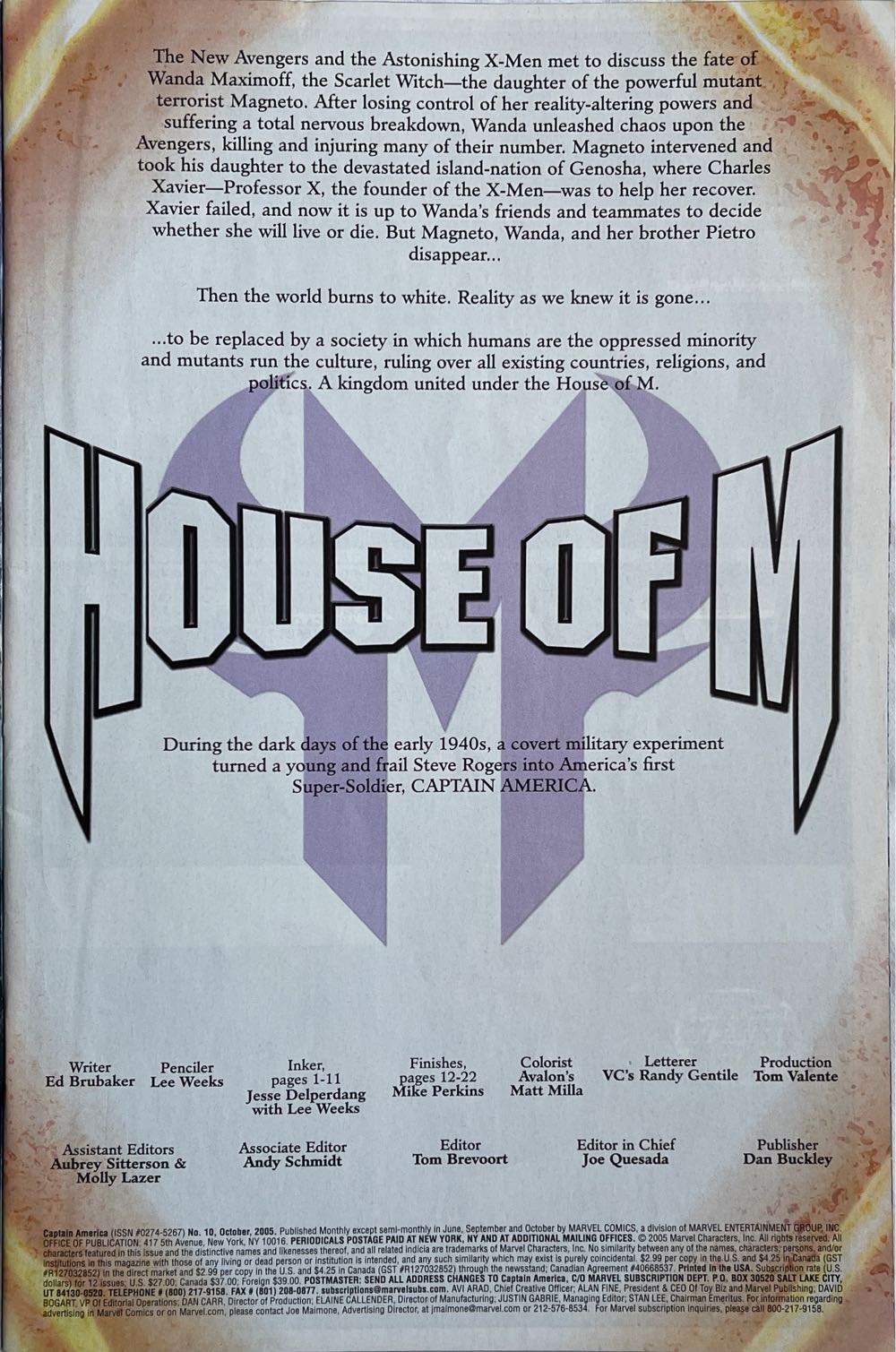 Captain America (2004) - Marvel Comics (10 - Oct 2005) comic book collectible [Barcode 75960605652101011] - Main Image 2