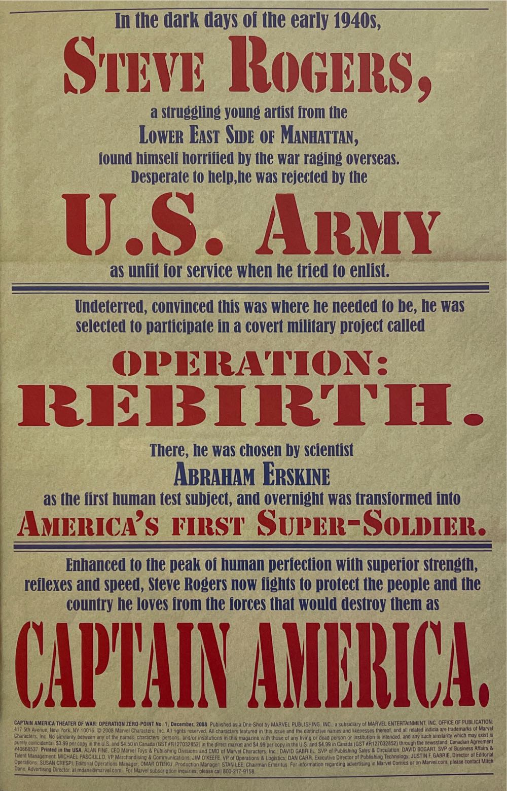 Captain America: Theater of War - Operation: Zero Point - Marvel Comics (1 - 12/2008) comic book collectible [Barcode 75960606490800111] - Main Image 2