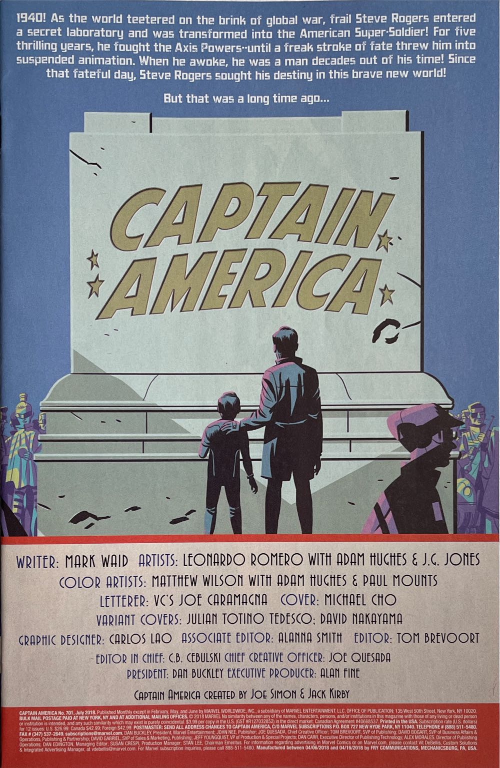 Captain America - Marvel Worldwide, Inc (701 - Jul 2018) comic book collectible [Barcode 75960608768670141] - Main Image 2