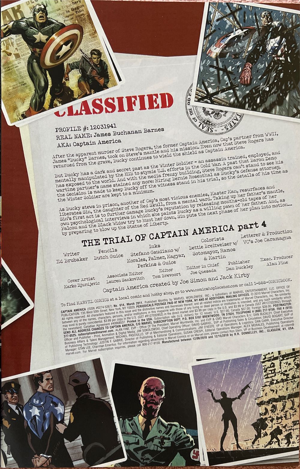 Captain America - Marvel (614 - Mar 2011) comic book collectible [Barcode 75960605652161411] - Main Image 2