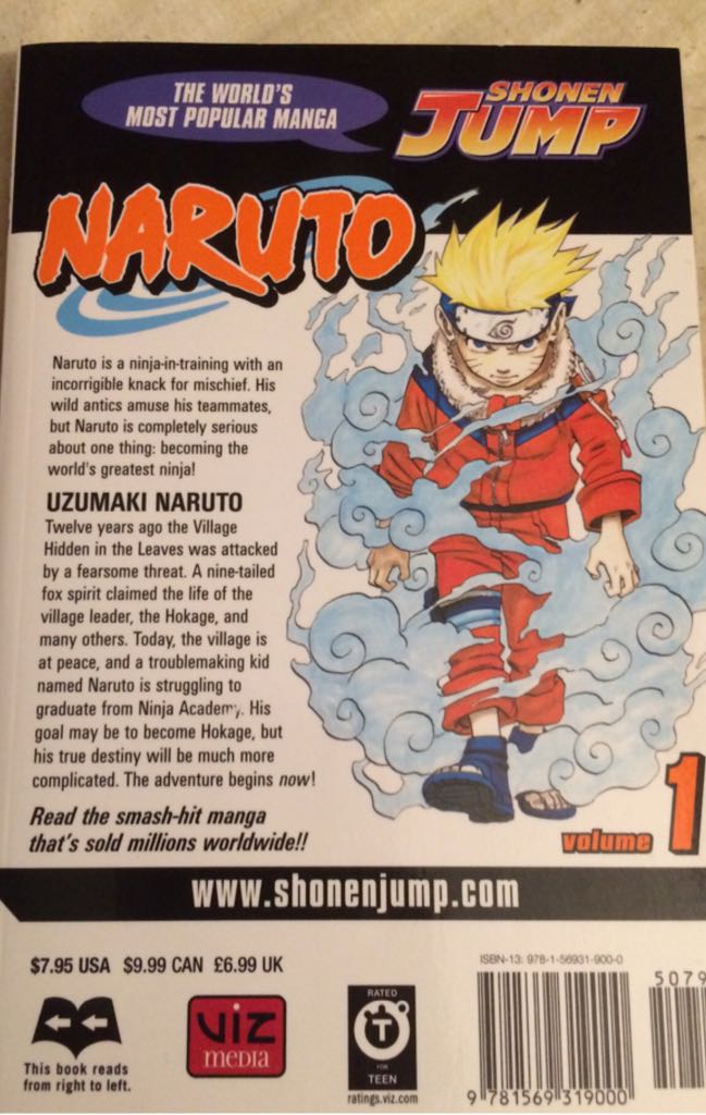 Naruto Vol. 1  (1) comic book collectible [Barcode 978156931900070791] - Main Image 2