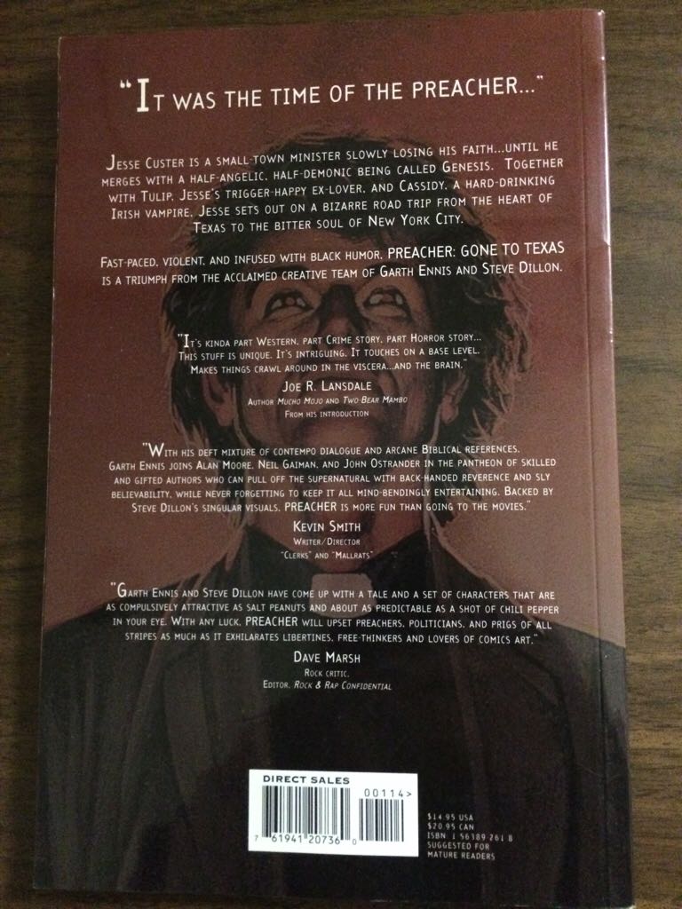 Preacher Gone To Texas - DC - Vertigo (1 - May 1996) comic book collectible [Barcode 76194120736000114] - Main Image 2