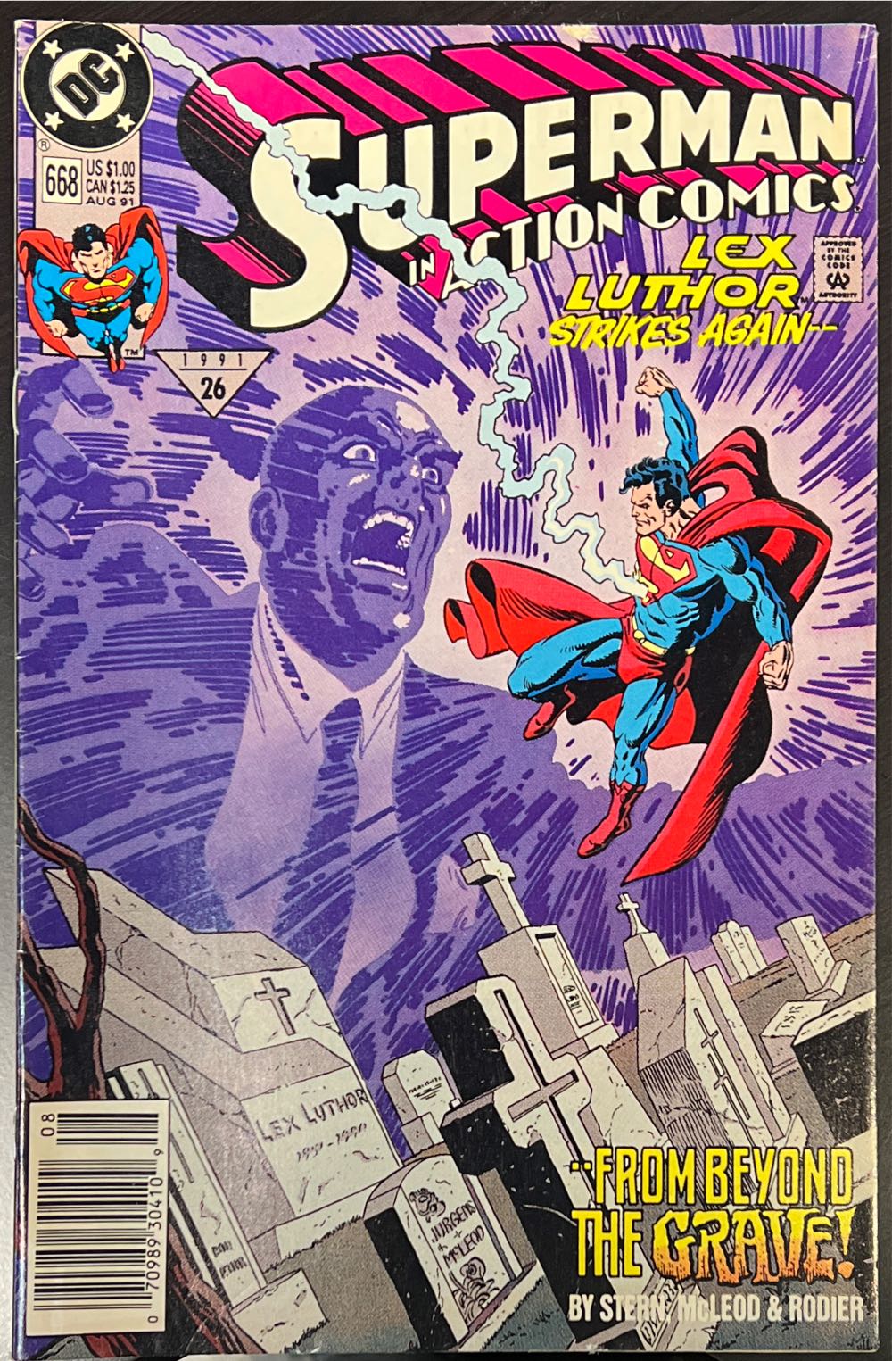 Action Comics - DC (668 - Aug 1991) comic book collectible [Barcode 070989304109] - Main Image 2