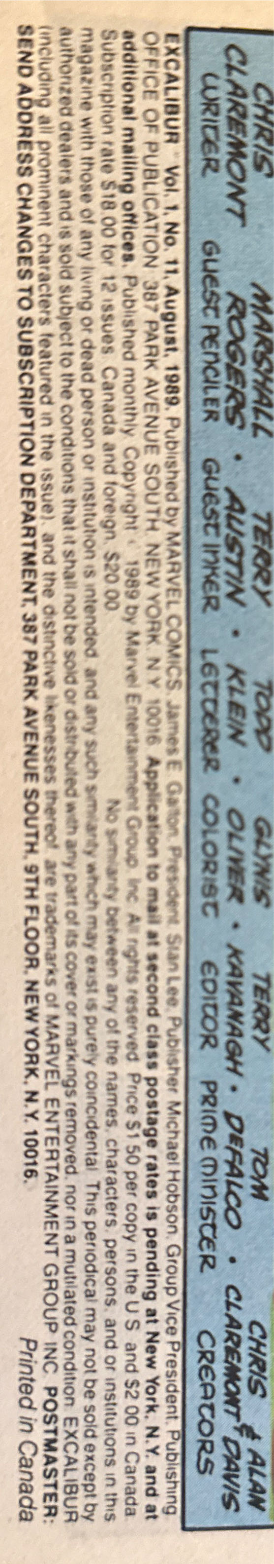 Excalibur - Marvel (11 - Aug 1989) comic book collectible [Barcode 759606055401] - Main Image 3