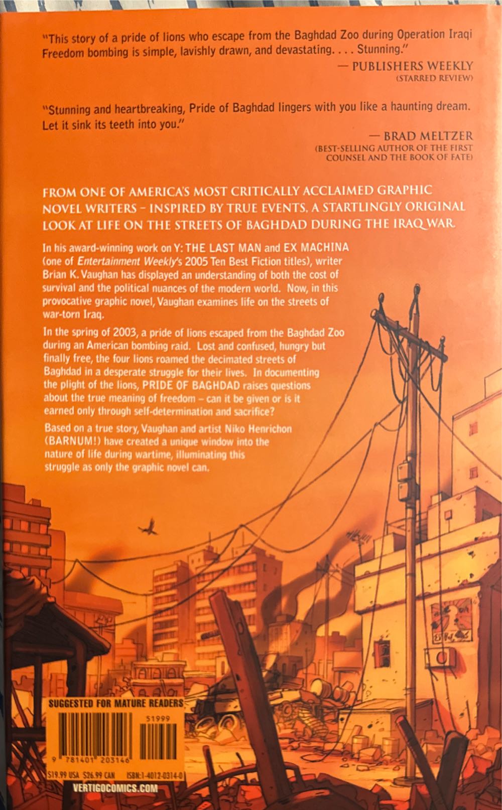 Pride of Baghdad - Vertigo (0 - Sep 2006) comic book collectible [Barcode 9781401203146] - Main Image 2