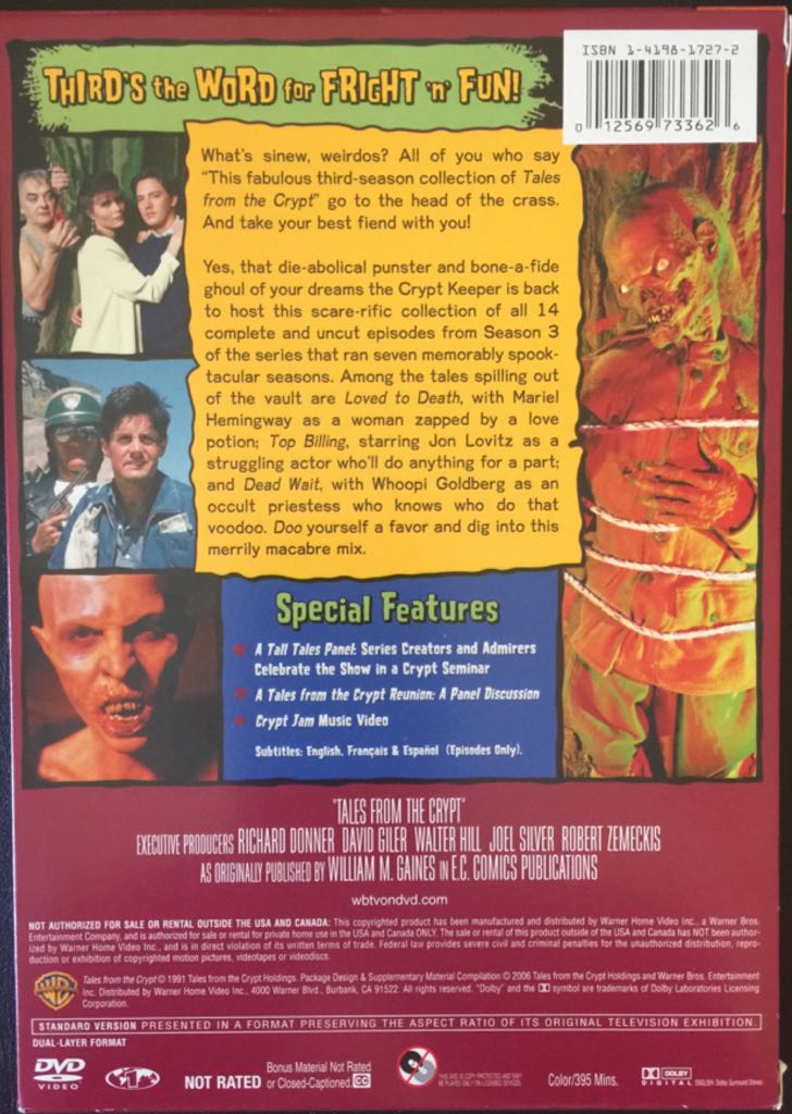 Tales from the Crypt - Warner Bros. Entertainment (3 - 08/1991) comic book collectible [Barcode 012569733626] - Main Image 2