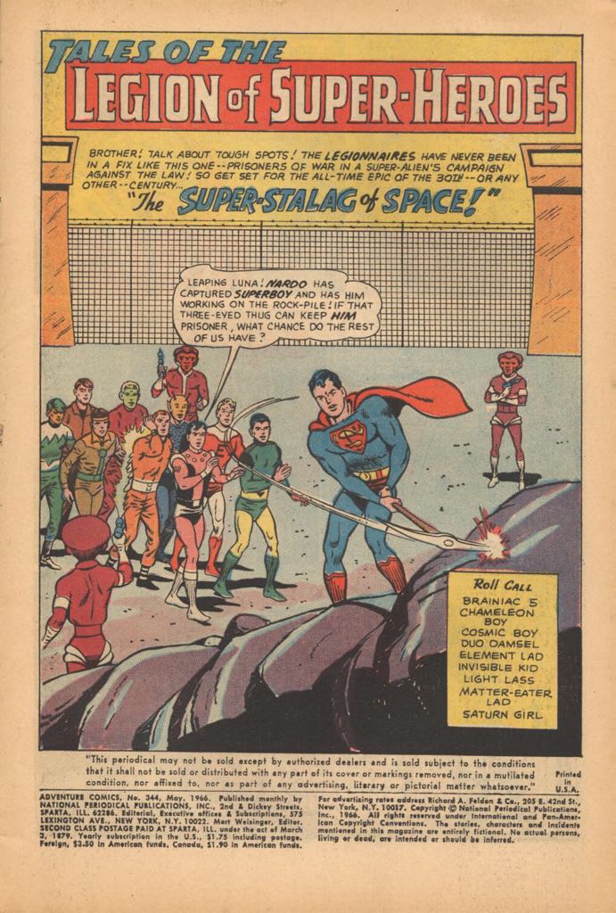 Adventure Comics - DC Comics (344 - May 1966) comic book collectible [Barcode 761941281025] - Main Image 2
