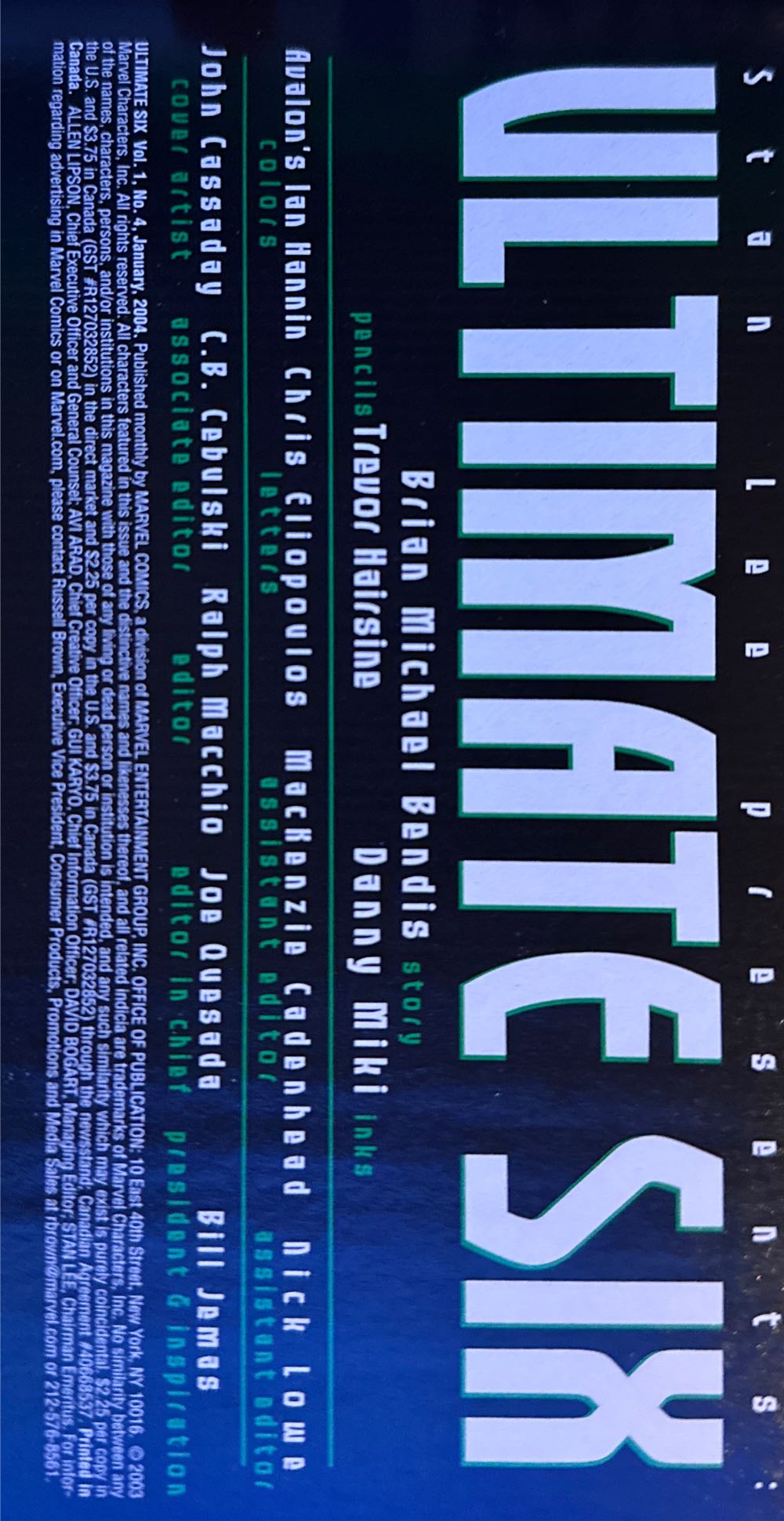 Ultimate Six - Marvel Comics (4 - Jan 2004) comic book collectible [Barcode 75960605466400411] - Main Image 3