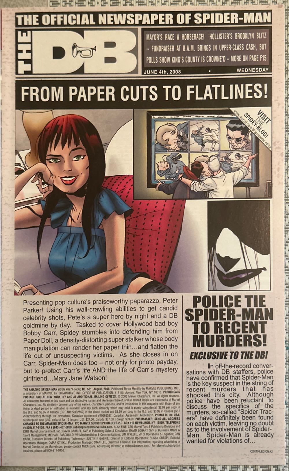 The Amazing Spider-Man - Marvel Comics Amazing Spider-man* (561 - Aug 2008) comic book collectible [Barcode 75960604716156111] - Main Image 3