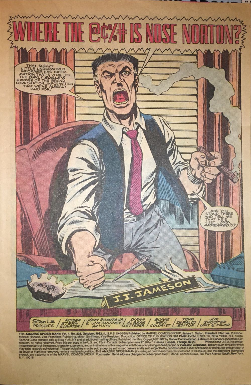 Amazing Spider-Man (Vol 1) - Marvel Comics Group (233 - Oct 1982) comic book collectible [Barcode 0714860245710] - Main Image 2