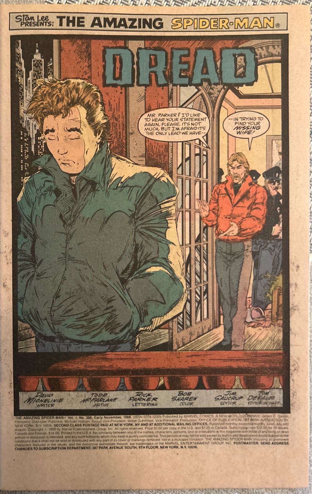 Amazing Spider-Man - Marvel (308 - Nov 1988) comic book collectible [Barcode 071486024576] - Main Image 3