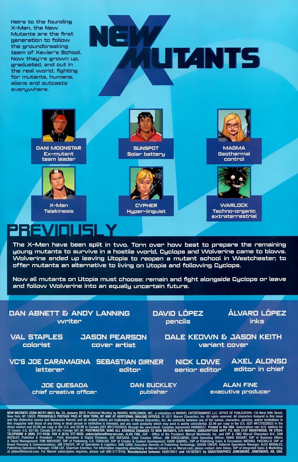 New Mutants Vol. 3 - Marvel Comics (33 - Jan 2012) comic book collectible [Barcode 75960606838803311] - Main Image 2