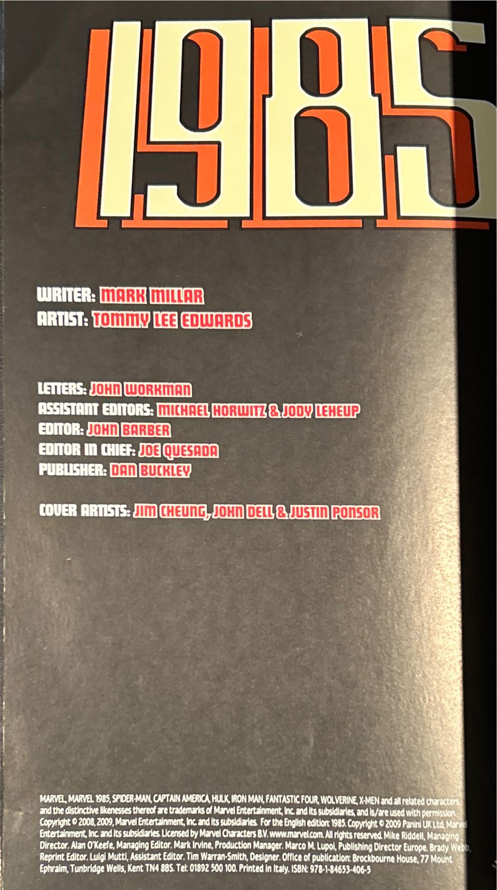 1985  (1) comic book collectible [Barcode 9781846534065] - Main Image 3