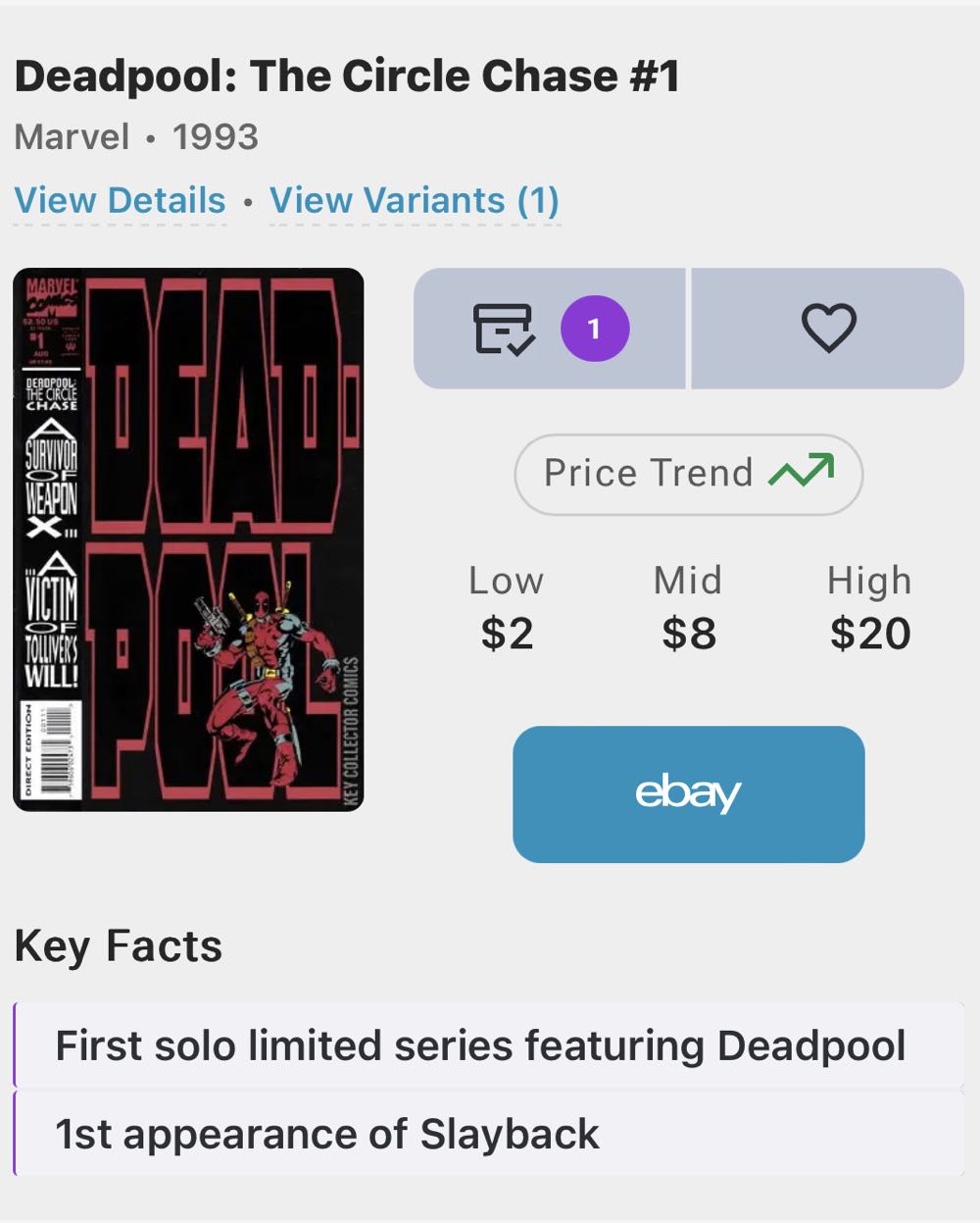 Deadpool: The Circle Chase Graded 9.8 - Marvel (1 - Aug 1993) comic book collectible [Barcode 759606024735] - Main Image 2