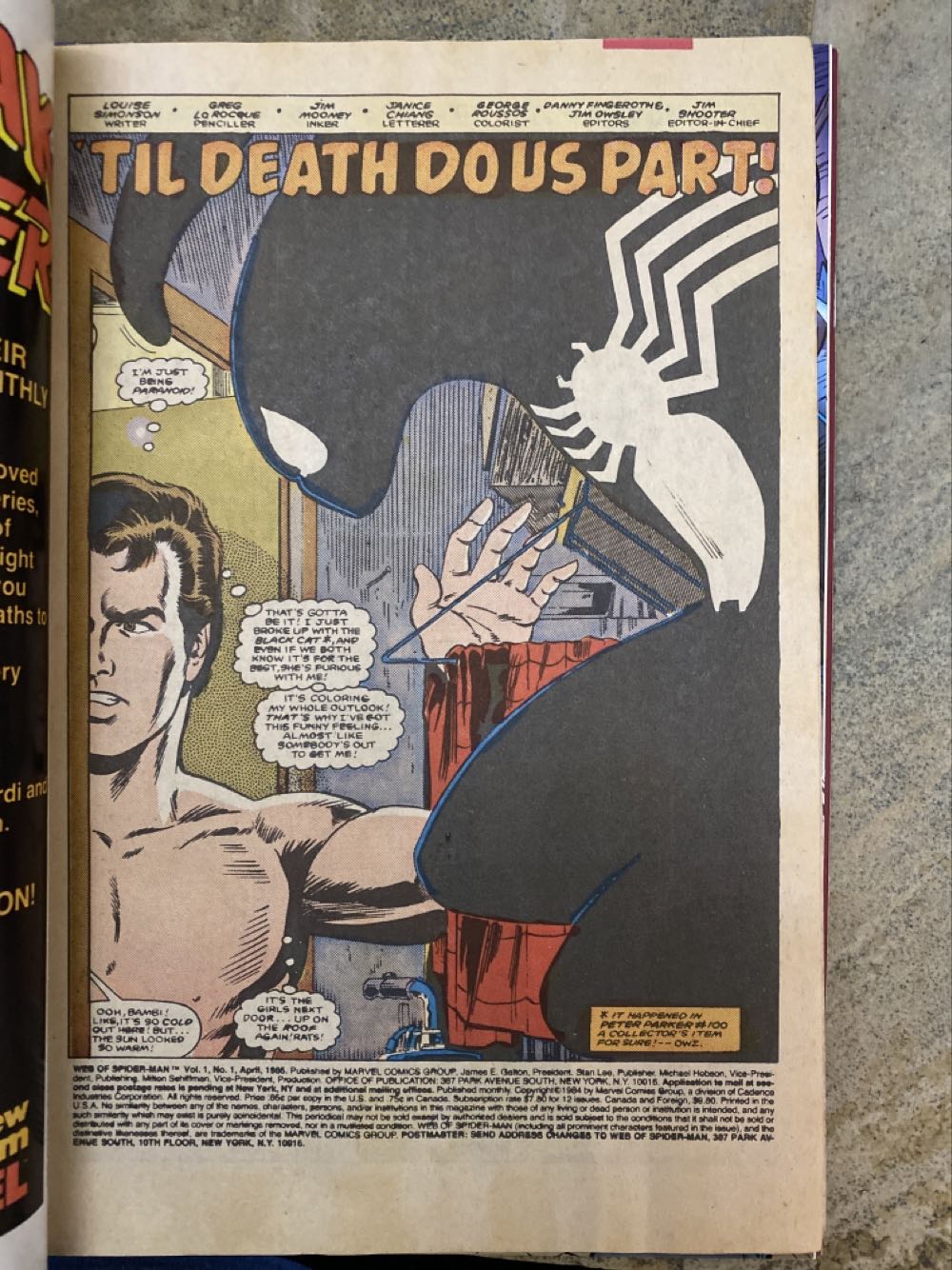 Web Of SpiderMan 1 - Marvel (1 - Apr 1985) comic book collectible [Barcode 071486025276] - Main Image 2