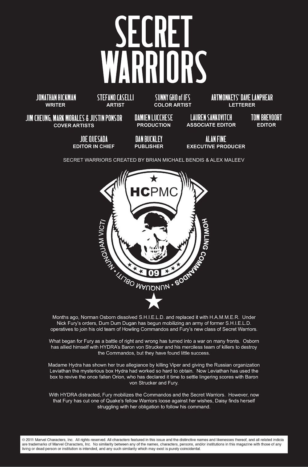 Secret Warriors - Marvel Comcs (15 - Jun 2010) comic book collectible [Barcode 759606066025] - Main Image 2