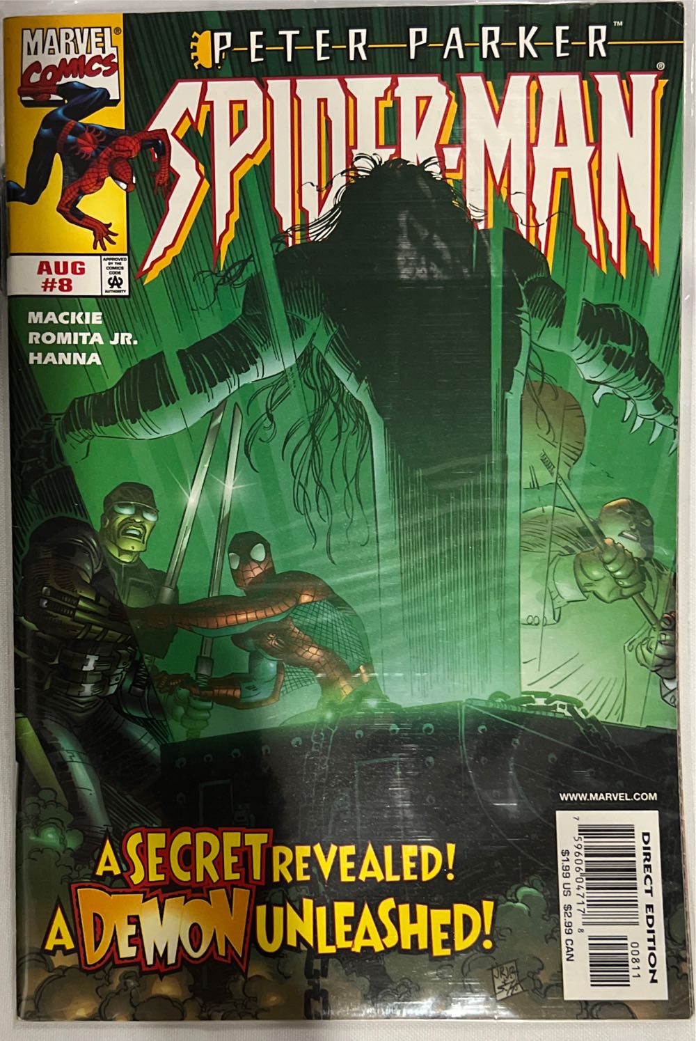 Peter Parker Spiderman - Marvel Comics, Inc. (8 - Aug 1999) comic book collectible [Barcode 759606047178] - Main Image 3