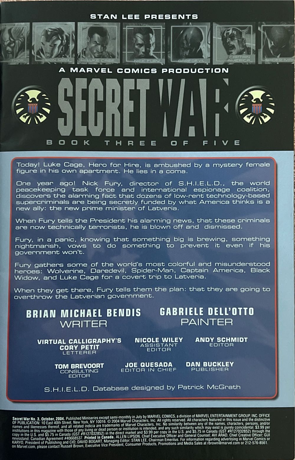 Secret War - Marvel (3 - Oct 2004) comic book collectible [Barcode 75960605484800311] - Main Image 3