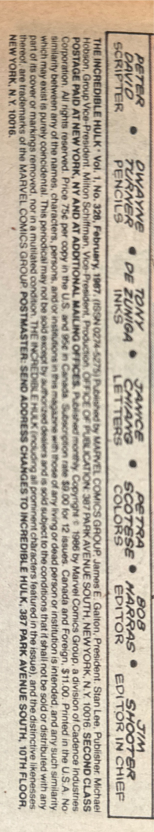 Incredible Hulk, The - Marvel Comics (328) comic book collectible [Barcode 854745] - Main Image 3