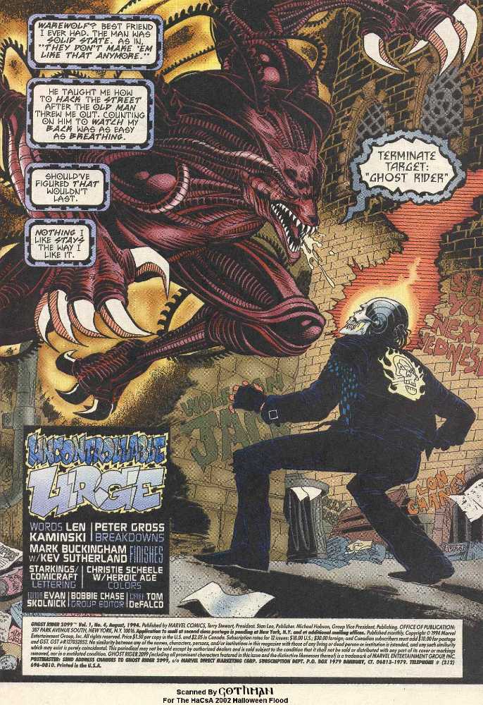 Ghost Rider 2099 - Marvel Comics (4 - Aug 1994) comic book collectible [Barcode 759606011575] - Main Image 2