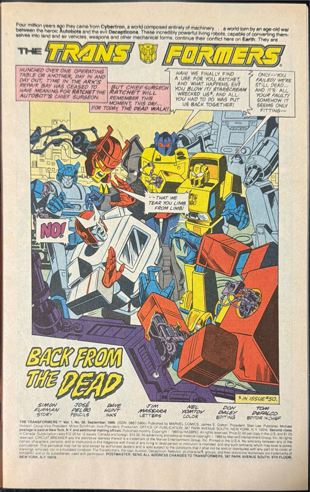 The Transformers - Marvel Comics (56 - Sep 1989) comic book collectible [Barcode 071486023791] - Main Image 3