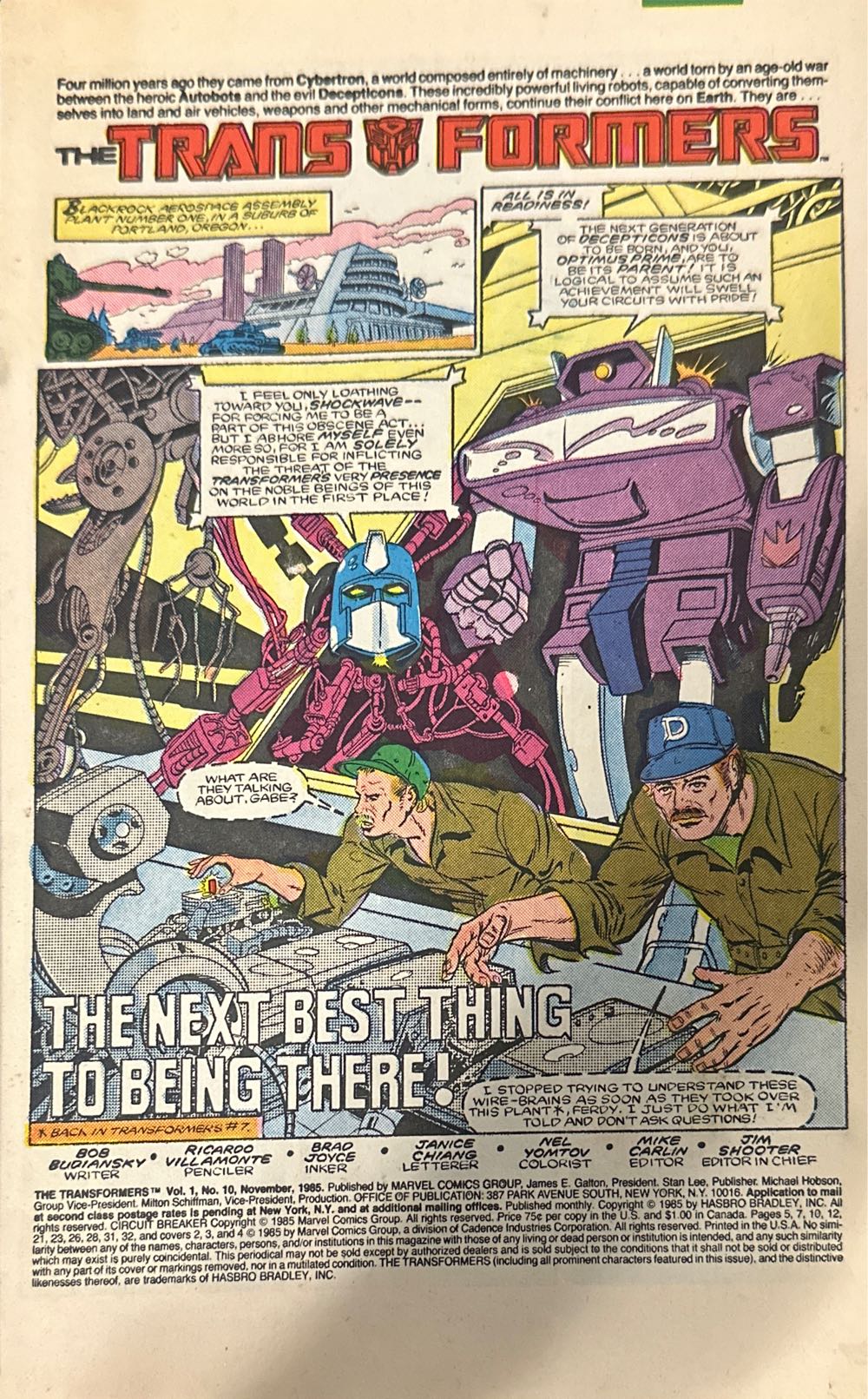 The Transformers - Marvel Comics (10 - Nov 1985) comic book collectible [Barcode 071486023791] - Main Image 3