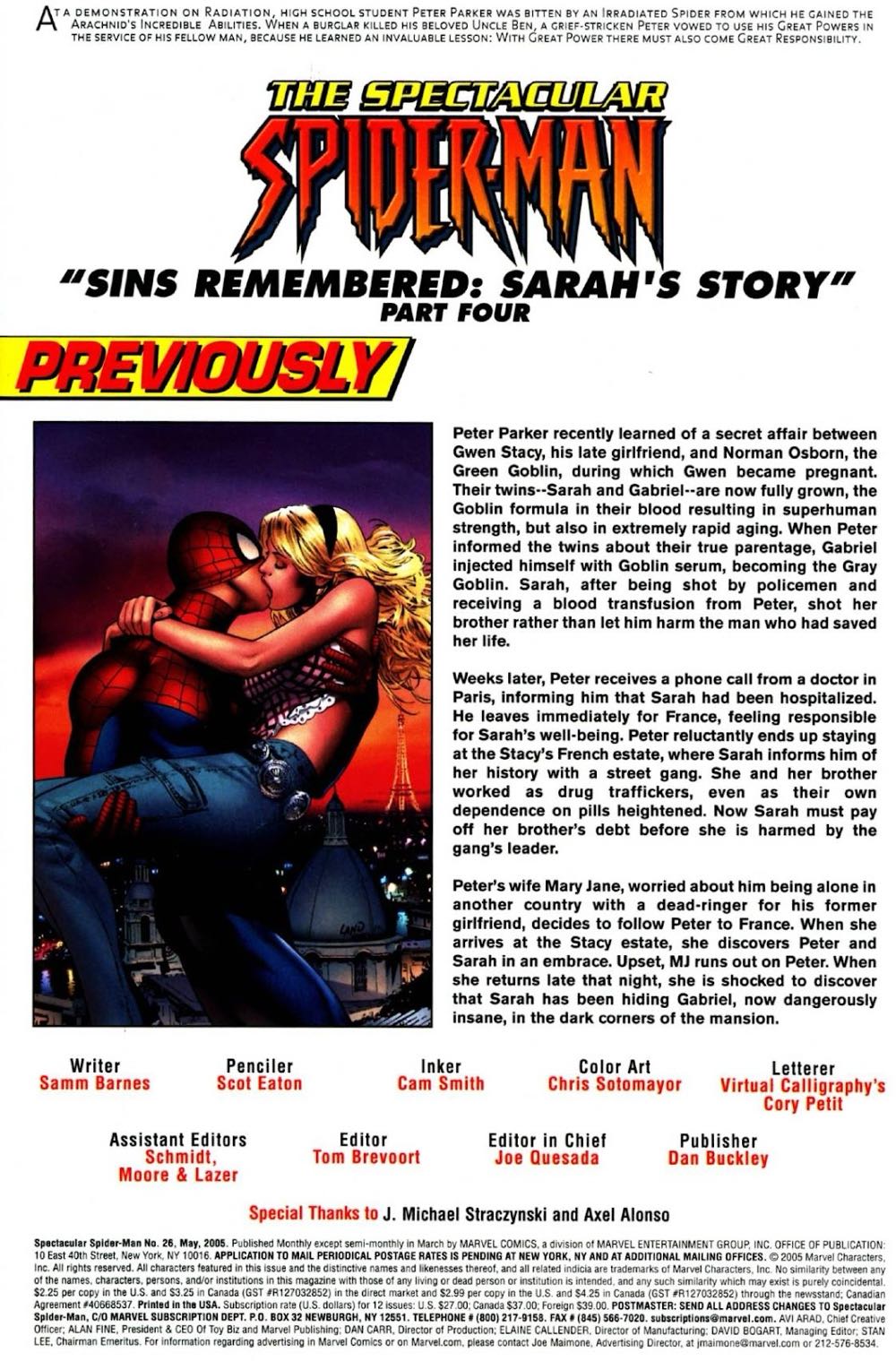 Spectacular Spider-Man, The Vol. 2 - Marvel Comics (26 - May 2005) comic book collectible [Barcode 759606054275] - Main Image 2