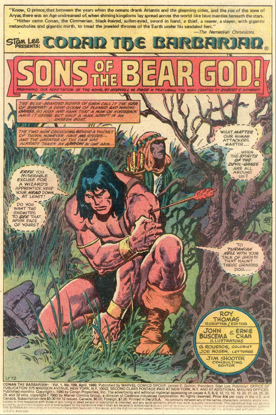 Conan The Barbarian #109 - Marvel Comics Group (109 - Apr 1980) comic book collectible [Barcode 071486028635] - Main Image 4