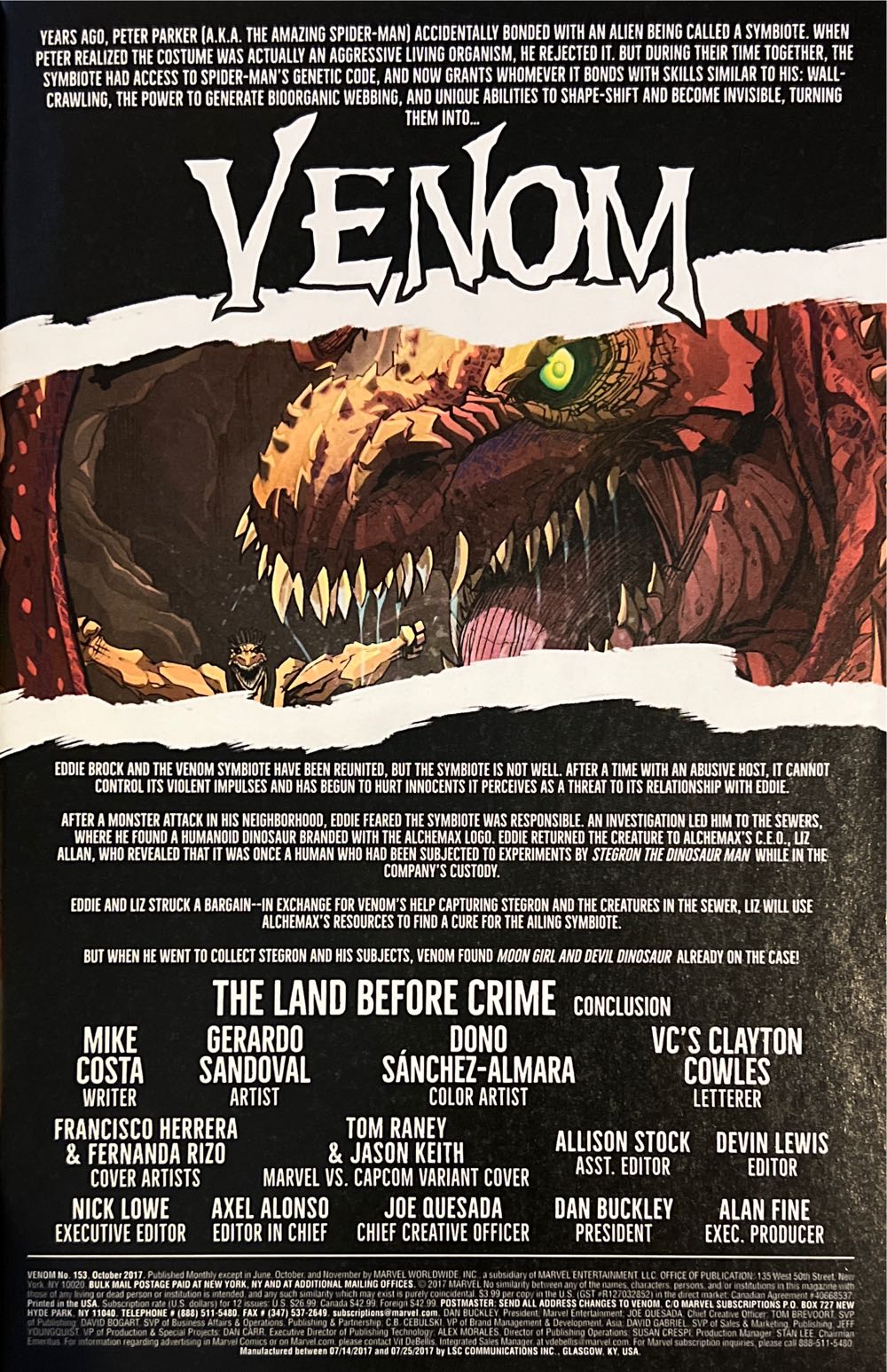 Venom - Marvel (153 - Aug 2017) comic book collectible [Barcode 75960608626915311] - Main Image 3