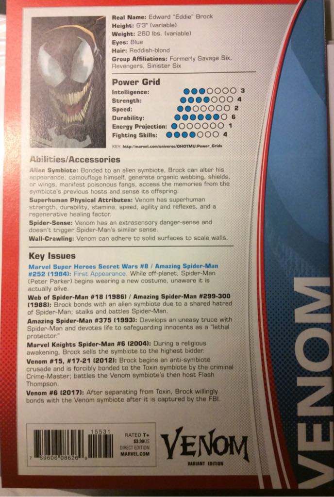 Venom (2017) - Marvel (155 - Dec 2017) comic book collectible [Barcode 75960608626915531] - Main Image 2