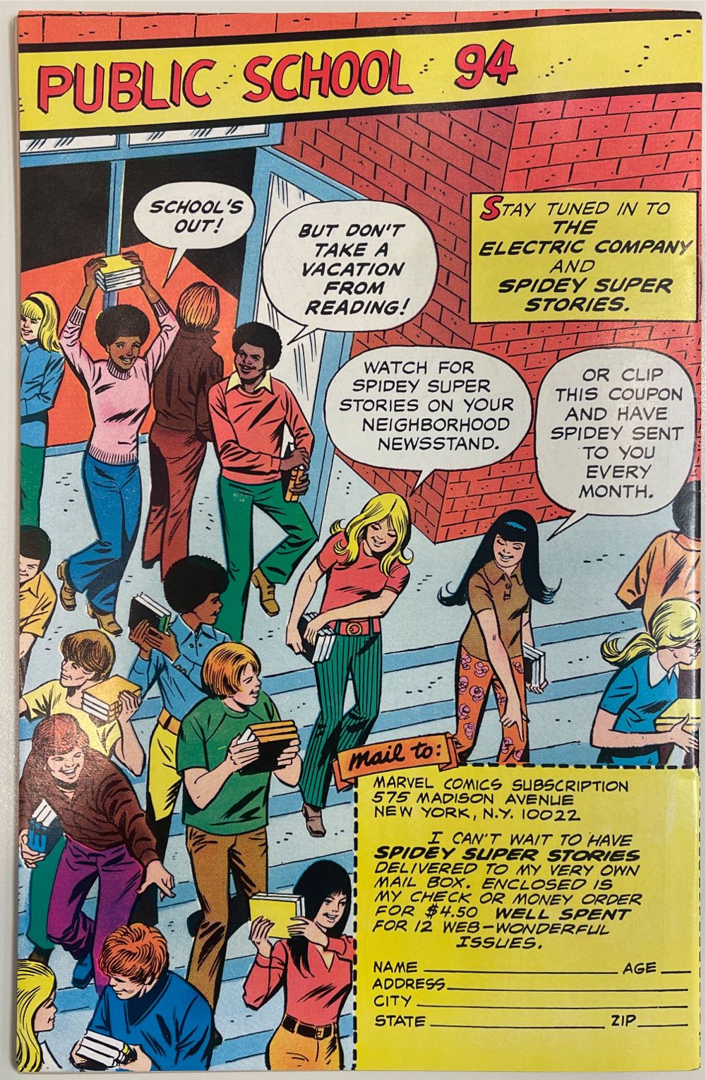 Spidey Super Stories - Marvel Comics and The Electric Company (12 - Sep 1975) comic book collectible [Barcode 071486029311] - Main Image 3