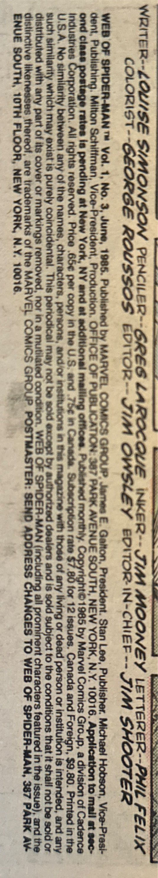 Web Of Spider-Man - Marvel (3 - Jun 1985) comic book collectible [Barcode 071486025270] - Main Image 3