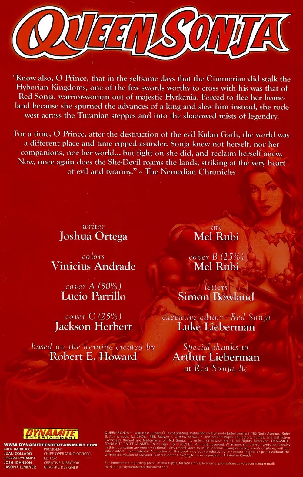 Queen Sonja - Dynamite Entertainment (1 - Oct 2009) comic book collectible [Barcode 725130127488] - Main Image 2