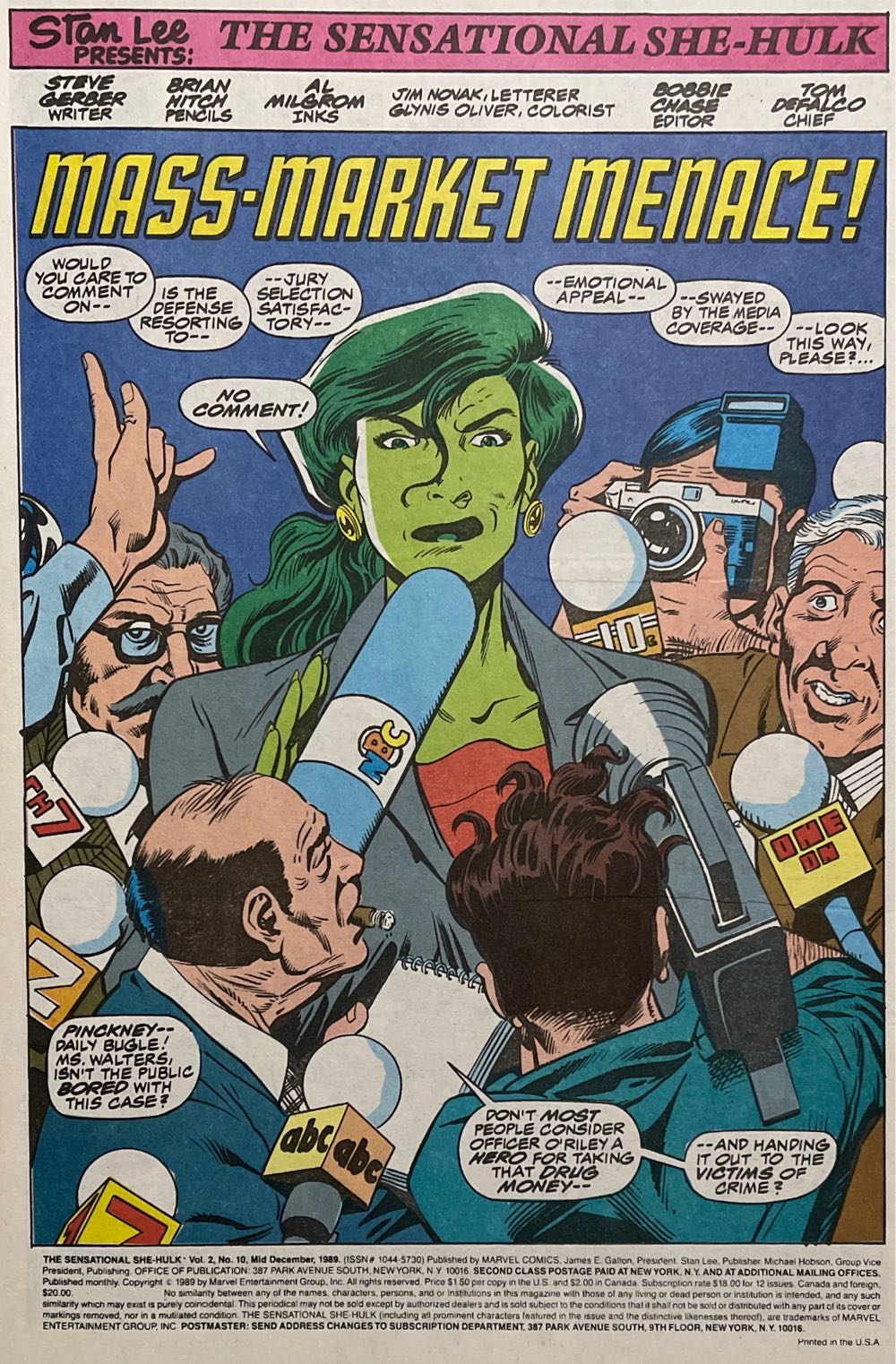 Sensational She-Hulk, The V2 - Marvel Comics (10 - Dec 1989) comic book collectible [Barcode 024885211900] - Main Image 2