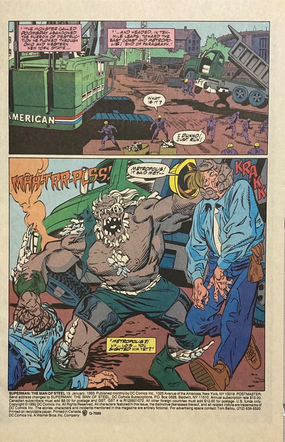 Superman: The Man Of Steel - DC Comics (19 - Jan 1993) comic book collectible [Barcode 070992308019] - Main Image 3