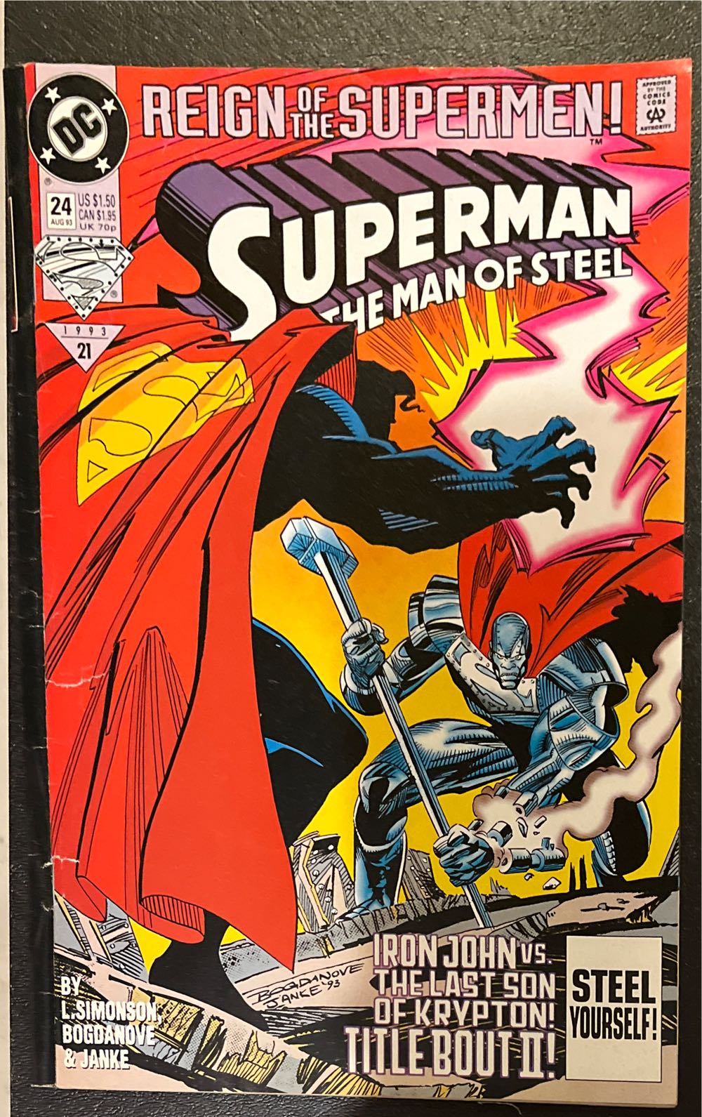•Superman: The Man Of Steel - DC  Comics (24 - Aug 1993) comic book collectible [Barcode 070992308019] - Main Image 2