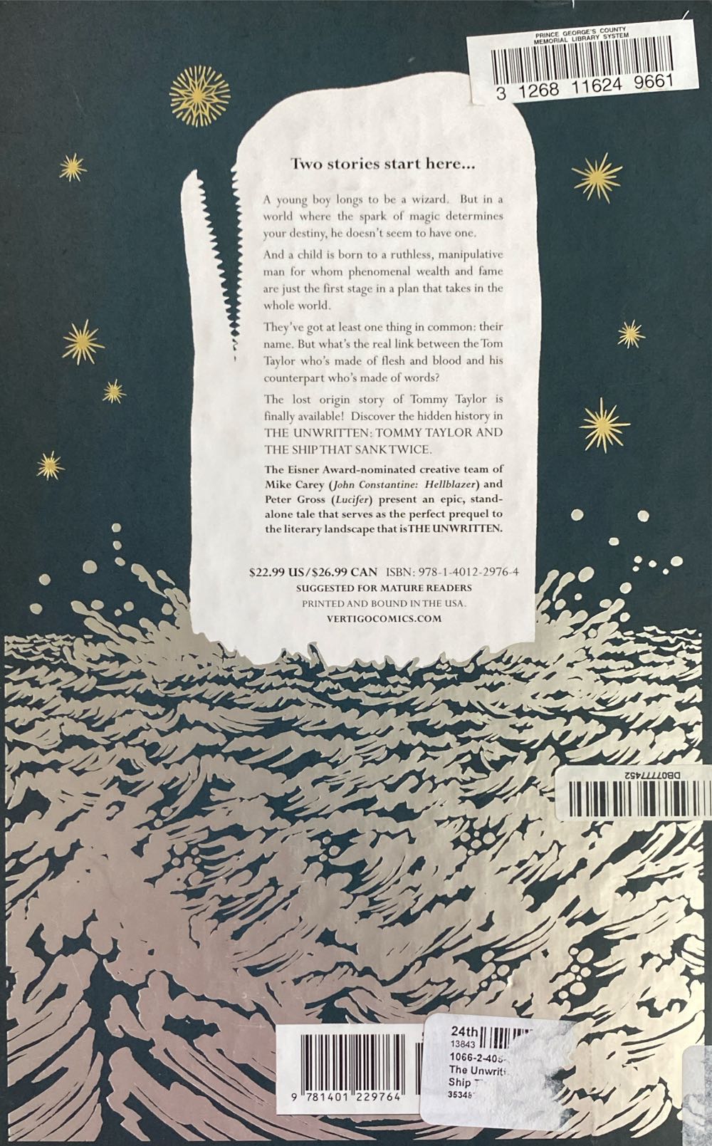 The Unwritten: Tommy Taylor And The Ship That Sank Twice - Vertigo (55 - 09/2013) comic book collectible [Barcode 9781401229764] - Main Image 2